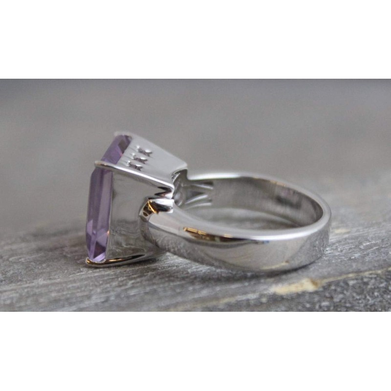 15 mm Princess Cut Amethyst Sterling Silver Ring US Size