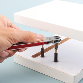 Omninmo 1/4 Inch Mini Flat Head Ratchet Wrench, Dual-Drive Head, Chrome Vanadium Steel, One Hand Operation, Storage Function