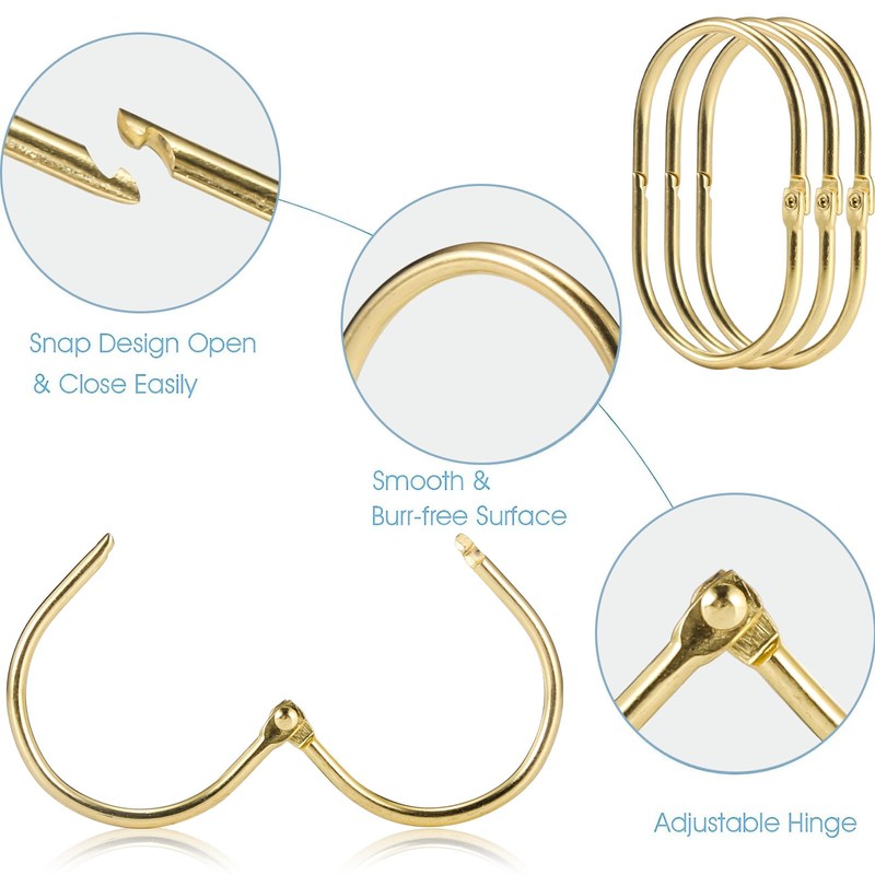 Goowin 24 Pcs Shower Curtain Rings, Oval Snap Shower Rings