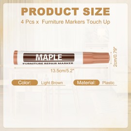 PATIKIL 4Pcs Furniture Markers Touch Up, Furniture Repair Kit Wood Markers for Scratches Wood Floor Holes Tables, Light Brown