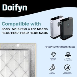 Doifyn Replacement Filter for Shark 4 Fan Air Purifier,Compatible with HE400,HE401,HE401C,HE401NP,HE402, HE402AMZ,HE402C,HE405,UA415,H13 HEPA Filter Part#HE4FKBAS/HE4FKPET/HE4FKPETMB/HE4FKPRO