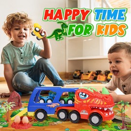 EUCOCO Dinosaur Toy, Children's Toy from 1 2 3 4 5 6 Years Truck Toy from 1-6 Years Gift 1-6 Years Boy Car Toy Dino Birthday Gift 1-6 Years Boy Car Transporter Toy