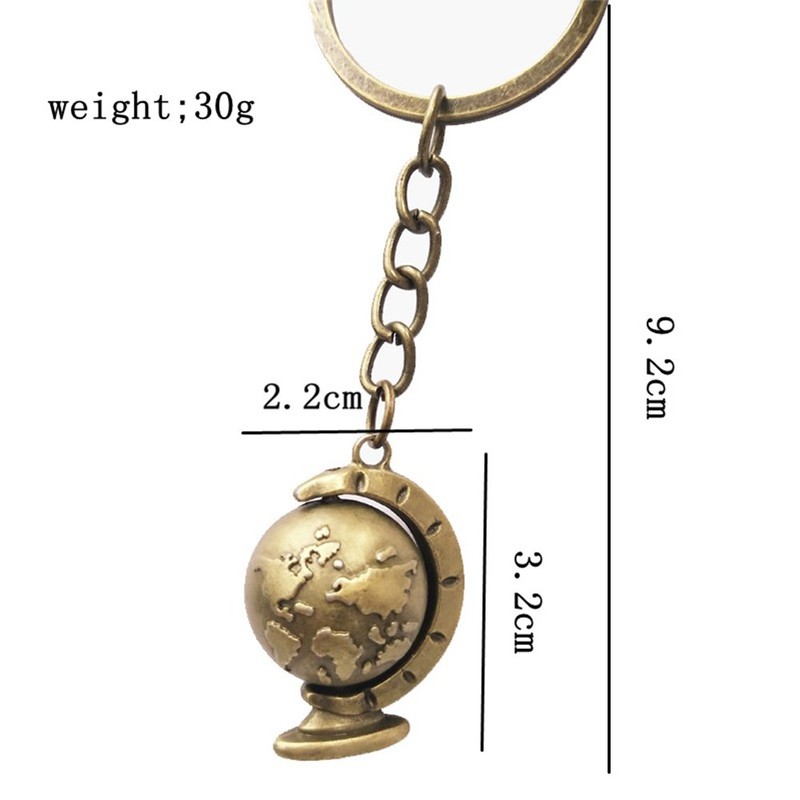 Gudeke Map Keyring Bronze Colour Earth Globe Men's Key Ring