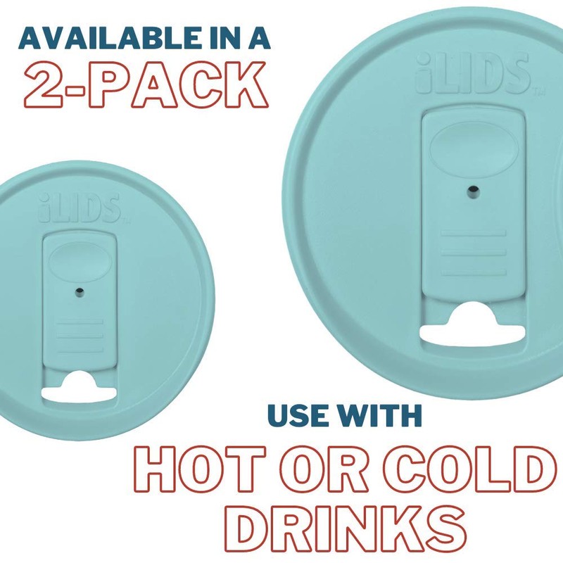 iLids Mason Jar Drink Lid, Wide Mouth, Seafoam, 2-Pack