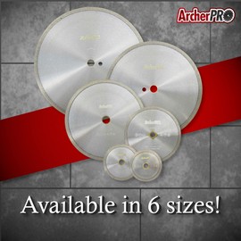 Archer PRO 14" in. Continuous Rim Diamond Blades, Wet Tile Saw Blades for Porcelain or Ceramic Tile Cutting. 1” in. Arbor for use with Cut-Off Saw