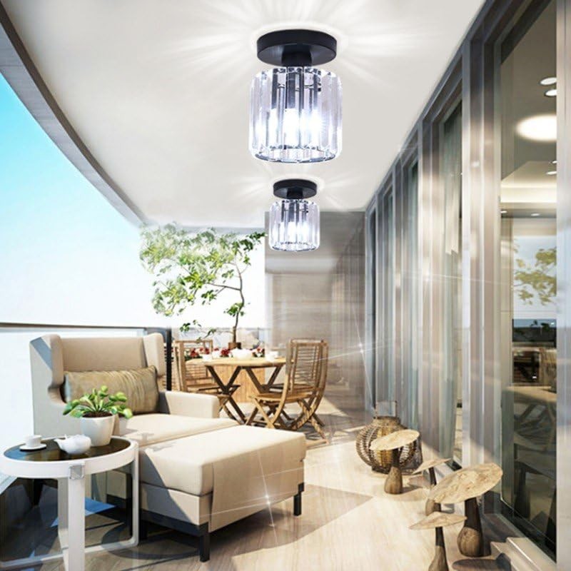 Vinilky Modern Crystal Chandelier Ceiling Light, Flush Lighting Fixture Ceiling