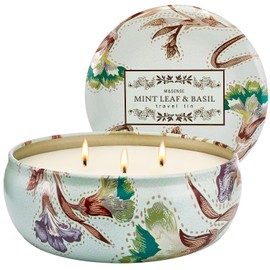 M&SENSE Mint Basil Scented Candles 12oz 40 Hour Long Lasting, 3 Wick Soy Candles for Home Scented, Travel Tin Natural Highly Scented Candle Gift for Women Men