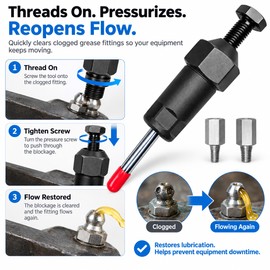 Lubrication Fitting Unclogger for Maintenance – Manual Metal Threaded Service Tool for Garage & Vehicle Repair Tasks