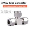 Φ1/4, 3 Way Tee Quick Connector, Push to Connect Air