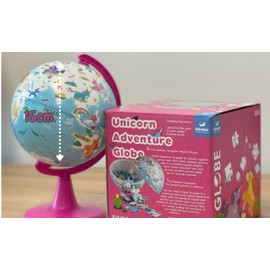 TOPGLOBE 15CM Globe “Unicorn Adventure” with 54pcs Puzzles. Rotating, Spinning, Playing, Finding Out About Unicorns and Countries on the Earth