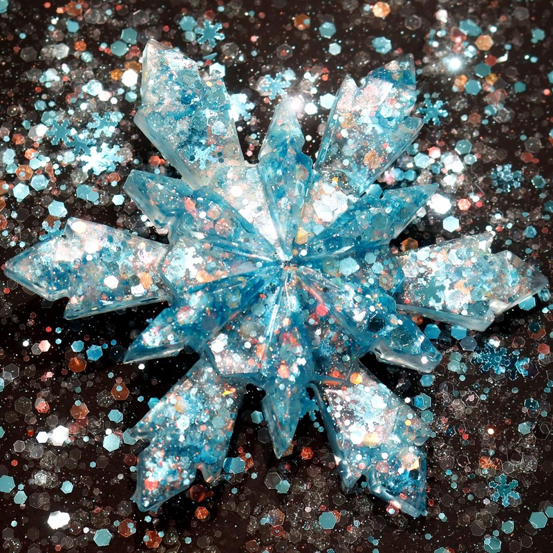 Renfio Snowflake Resin Glitter, Blue White Snowflower Mixed Chunky Glitter,