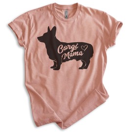 EVERTREE CLOTHING Corgi Mama T-Shirt, Unisex Women's Shirt, Corgi Owner, Best Dog Mom Gift, Heather Sunset, X-Large