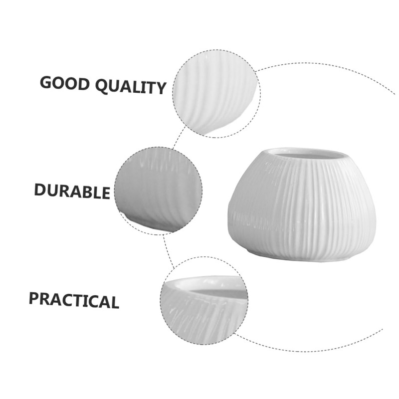 Totority 1Pc Elegant Vertical Stripe Ceramic Flower Vase Decorative Home