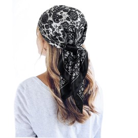 QBSM 35'' Satin Large Square Head Scarf Silk Feeling Neck Scarves Hair Sleeping Wrap Lightweight Headscarf for Women