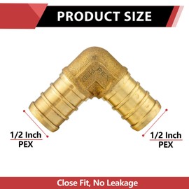 (Pack of 50) EFIELD Pex Barb Crimp 1/2 Inch Elbow Brass Plumbing Fittings for Pex Tubing Connection, ASTM F1807