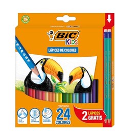 BIC, Lpices de Colores, Punta Resistente, Evolution, Surtido de Colores, 24 piezas  2 Lpices Gratis                                                   