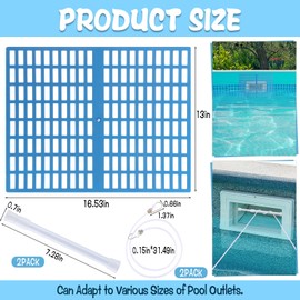 Wensdr Upgraded Skimmer Guard Kit, Swimming Pool Skimmer Net, Leaf Skimmer Catcher Spring Action Net System, Prevent Blockage & Easy Assembly, 16.5"x 13" Fit Over All Skimmer Openings (Blue)