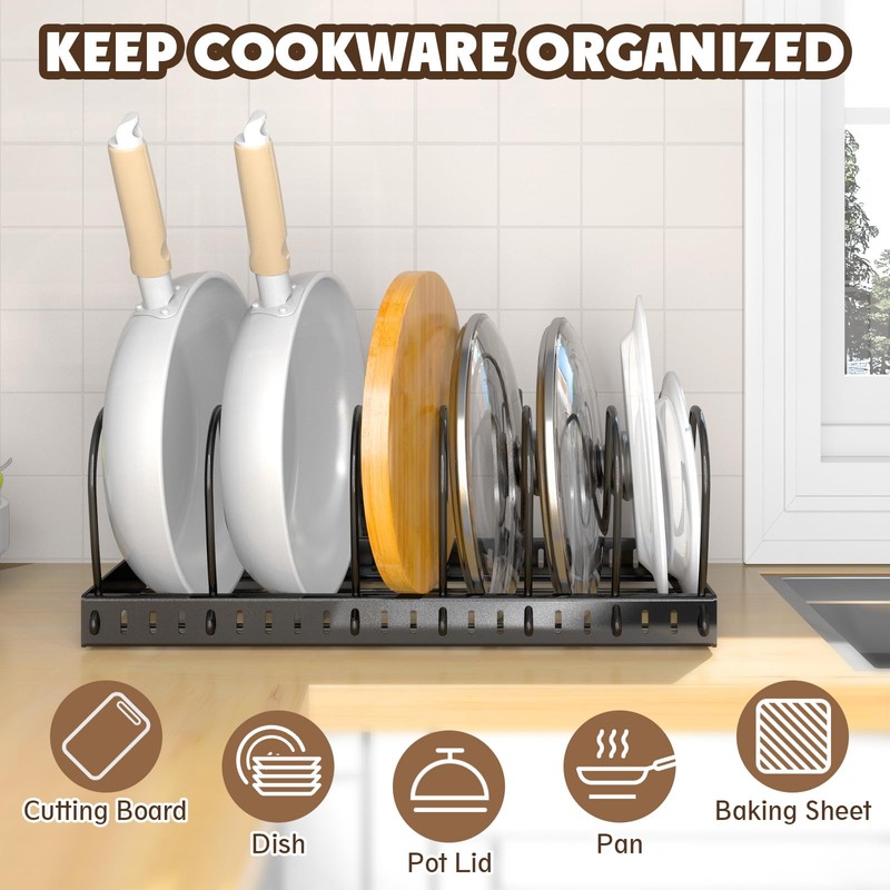 2PACK Pot Lid Organizers Inside Cabinet for Kitchen, Pots and