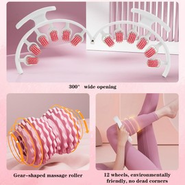 Anti Cellulite Massager, 360° Coverage Muscle Therapy Massage Stick, Lipedema Massager, Fascia Roller with Handle, Removable, for Legs, Glutee, Arms and Abdomen (Charm Pink)