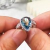 DCFSHEE Fashion Waterdrop Pear Shape Cut Aquamarine Gemstone & Baguette