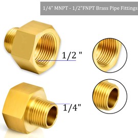 Pack of 2 Gas Hose Adapter, Gas Adapter 1/2 Inch Female Thread to Male Thread 1/4 Inch, Gas Adapter, with Seal, Gas Hose Connector Made of Brass, for Gas Cooker, Stool Cooker, Camping Stove