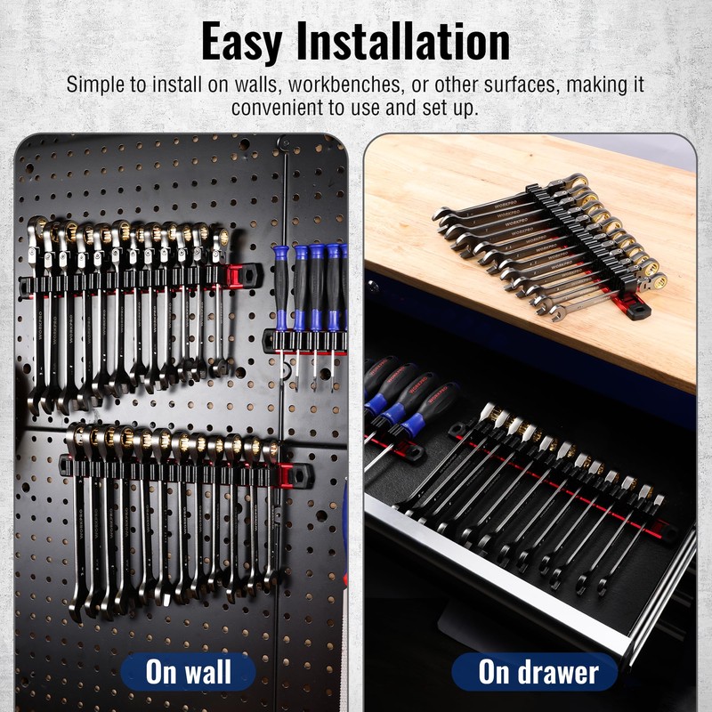 WORKPRO Magnetic Screwdriver Organizer and Wrench Organizer, Aluminum Rail Magnetic