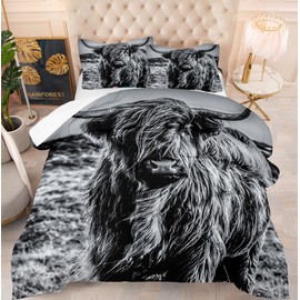 Yilinata Highland Cow Comforter Set Farmhouse Quilt Bedding Set King