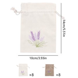 CHENYU Pack of 16 Lavender Bags Empty White and Linen Reusable with Drawstring Lavender Bags Suitable for Spices Dried Flowers Lavender Ornaments