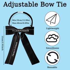 DAJISI Bow Ties for Women, Black Bow Ties for Men Pre-Tied Adjustable Black Bow Tie for Women Girl Solid Color Bow Tie for School Uniform Shirt Cosplay Wedding Party