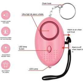 Personal Alarms For Women, 150DB Reusable Police Approved LOUD Security Alarms Siren Keychain with LED Light, Elderly Mini Loud Personal Staff Panic Rape Attack Safety Security Alarm (Pink)
