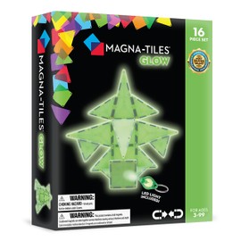 Magna-Tiles Glow - Juego de construcción magnética de 16 Piezas, la Marca Original de construcción magnética                                          