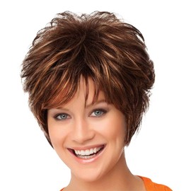 Hair u wear Gabor Gala Short Textured Sassy Wig, Average Size Cap, G829+ Dark Cinnamon Mist