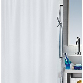 Spirella Primo 1 Mould Shower Curtain, Anti-Bacterial, Washable, Waterproof Polyester, 240 x 200 cm, White, 240 x 200 cm