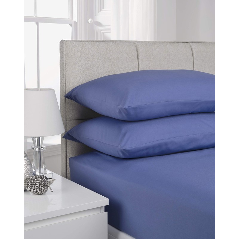 Hamilton McBride 68 Pick Polycotton French Blue Pillowcase Pair