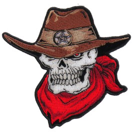 Cowboy Skull Patch, Biker Skull Patches (P3786)
