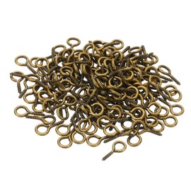 PATIKIL 150pcs 4mm ID x 15mm Large Screw Hole Pins Mini Eye Hooks DIY Crafts Chandelier Bronze