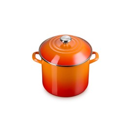 Le Creuset Enamel on Steel Traditional Stockpot, 10 qt., Flame with Stainless Steel Knob