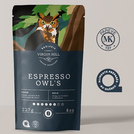 Virgin Hill Coffee - Espresso Owl's - Bold Intensity & Medium Roast - Half Pound of High-Grade Coffee Beans - 8oz / 227 grams