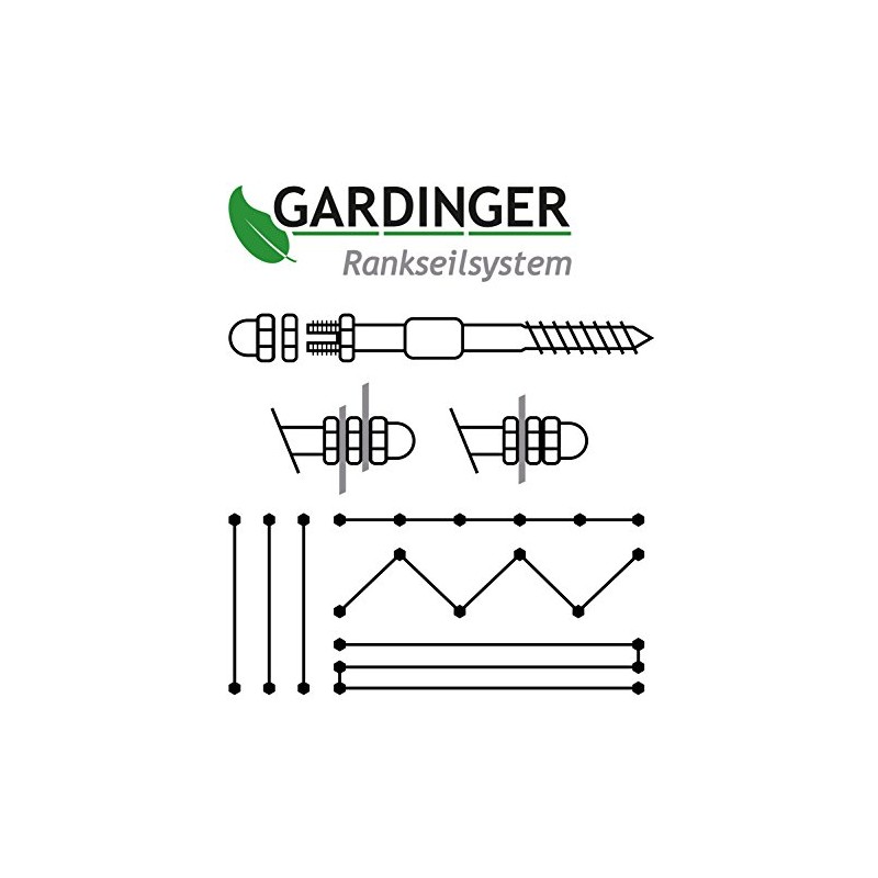 Gardinger Trellis Cable System Galvanised Steel Complete Set with 6