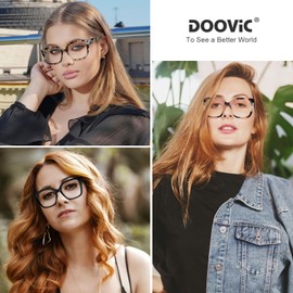 DOOViC 3 Pack Oversized Reading Glasses for Women Blue Light Blocking Square Stylish Computer Readers +1.50 Strength