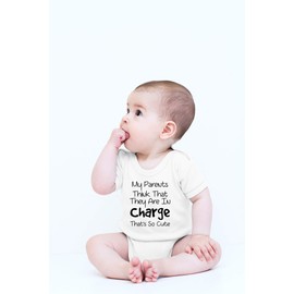 CBTwear My Parents Think That They Are in Charge - Mameluco de humor unisex, Blanco, Recién nacido
