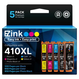 Remanufactured 410 Ink Cartridges Replacement for Epson 410 410XL Printer Ink Cartridges 5 Pack Work with Expression XP-7100 XP-640 XP-830 XP-530 XP-630 XP-635 Black Cyan Magenta Yellow Photo Black