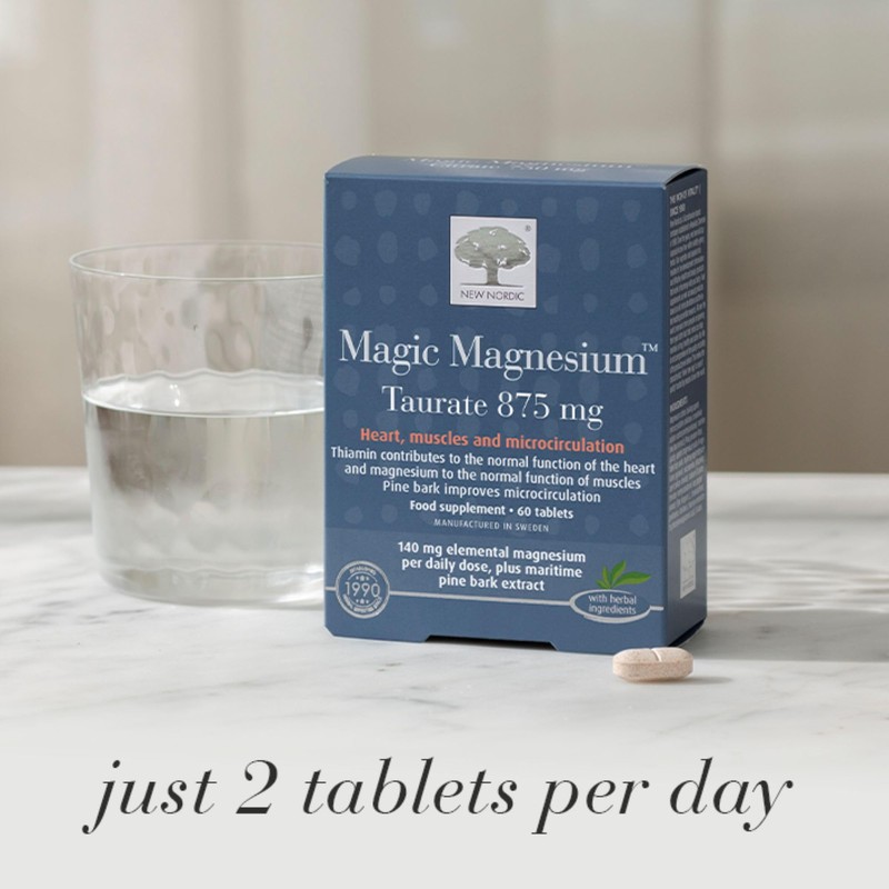 New Nordic Magic Magnesium Taurate 875mg, 1 Month Supply, B