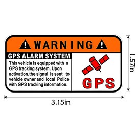 Osilly 3PCS 1.6 x 3.2 Inch Warning GPS Alarm System Car Stickers, Anti-Theft Waterproof Self Adhesive Vinyl Vehicle Windows Door Cling Safety Warning Decals, Universal for SUV Truck Van (Orange)