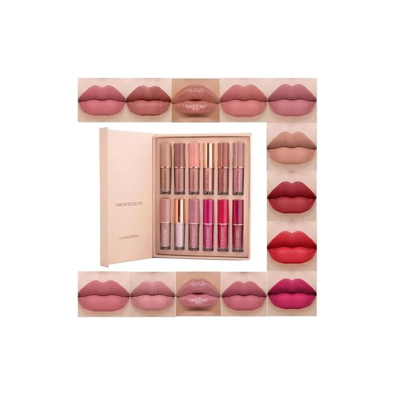 Set de 12 Lápices Labiales Líquidos Mate Aterciopelados