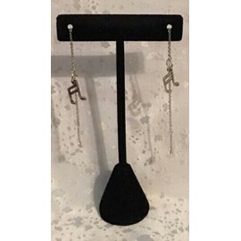 Handmade Music Clef Eighth Notes Silver Plated Threader Earrings