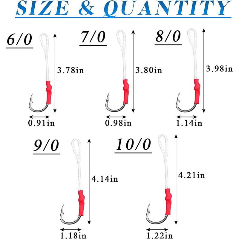 Assist Fishing Hooks 420 Stainless Steel with Red Braided Line