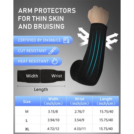 Geyoga 2 Pairs Cut Resistant Sleeves Thin Arm Protectors Arm Guard for Thin Skin and Bruising Arm Sleeves for Men Women (Black,Medium)