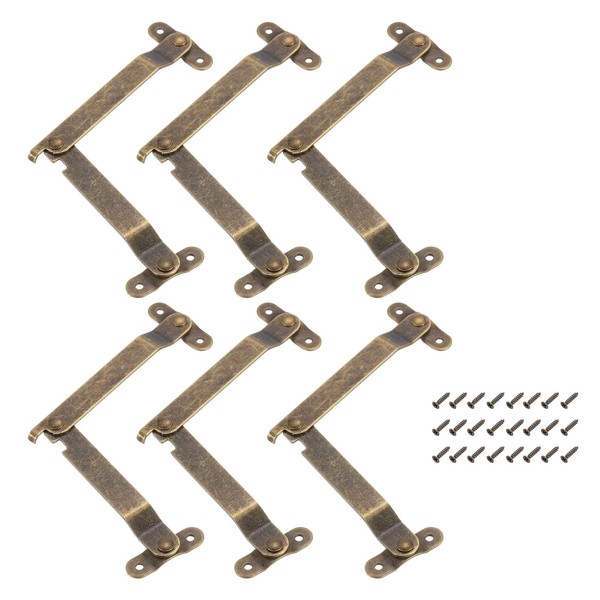 uxcell 6 Pcs Lid Folding Support Hinges, Iron 180 Degree