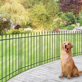 FOREHOGAR Metal Garden Fence 36 in H x 10 ft L,Border Fence Panels Animal Barrier for Dogs, No Dig Garden Fencing for Yard Patio Flower Bed Lawn Outdoor,5 Panels + 6 Stakes Black